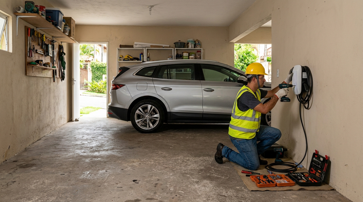 Instalacao de carregador de carro eletrico residencial em Goiânia‑GO