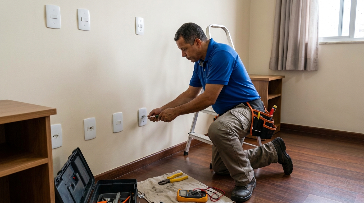 Instalacao de tomada e interruptor residencial em Goiânia‑GO