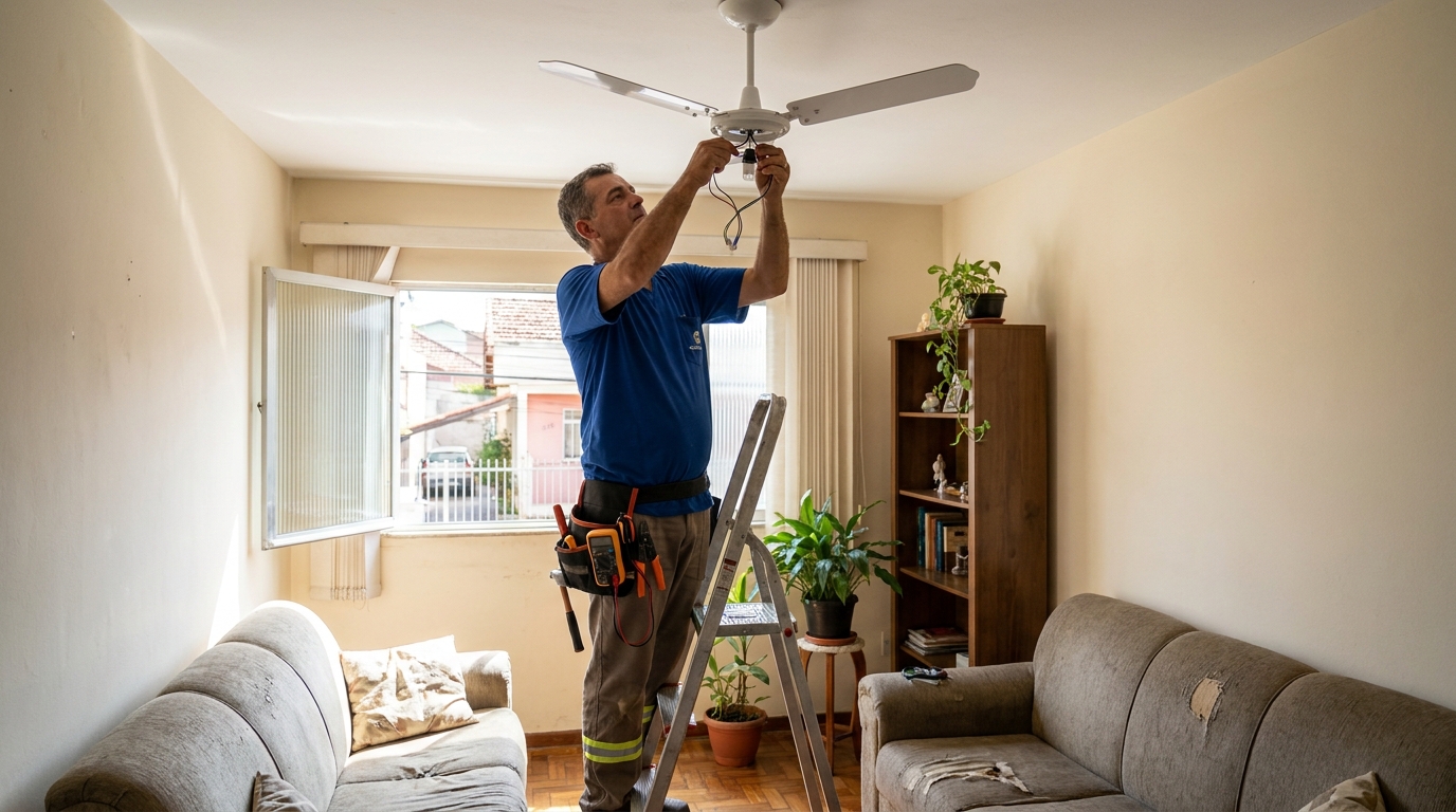 Instalacao de ventilador de teto em Goiânia‑GO