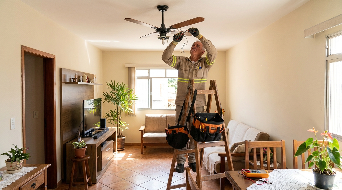 Montagem de ventilador de teto em Goiânia‑GO